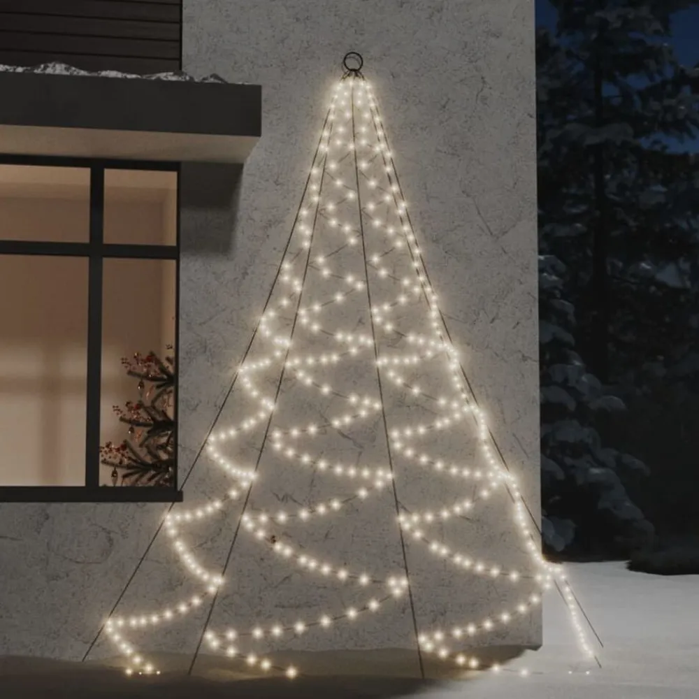 vidaXL Árbol de pared gancho metal blanco cálido 3 m interior/exterior Blanco cálido Discount