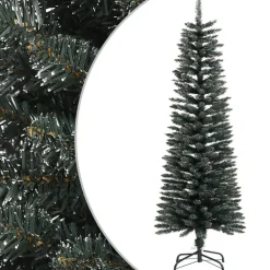 vidaXL Decoración-Árbol Navidad artificial estrecho con soporte PVC verde 120 cm