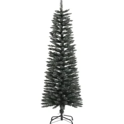 vidaXL Decoración-Árbol Navidad artificial estrecho con soporte PVC verde 120 cm