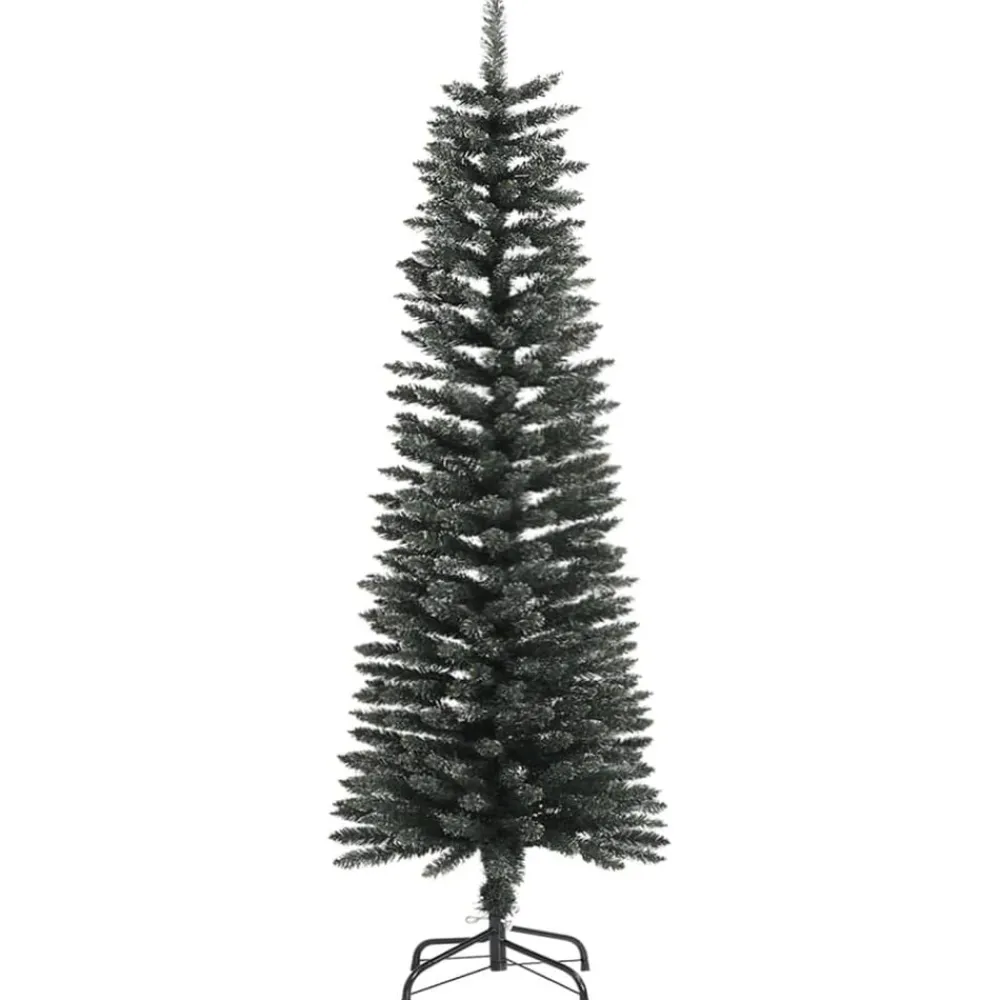 vidaXL Decoración-Árbol Navidad artificial estrecho con soporte PVC verde 120 cm