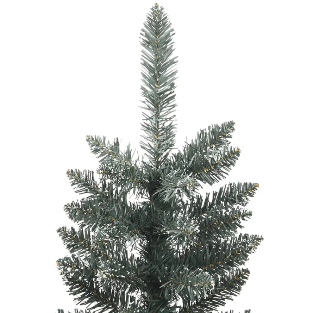 vidaXL Decoración-Árbol Navidad artificial estrecho con soporte PVC verde 120 cm