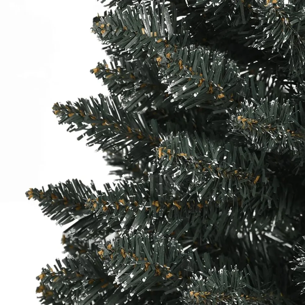 vidaXL Decoración-Árbol Navidad artificial estrecho con soporte PVC verde 120 cm