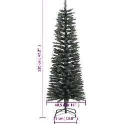 vidaXL Decoración-Árbol Navidad artificial estrecho con soporte PVC verde 120 cm