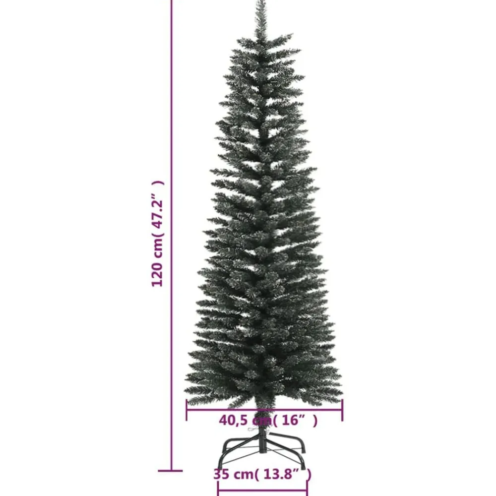 vidaXL Decoración-Árbol Navidad artificial estrecho con soporte PVC verde 120 cm