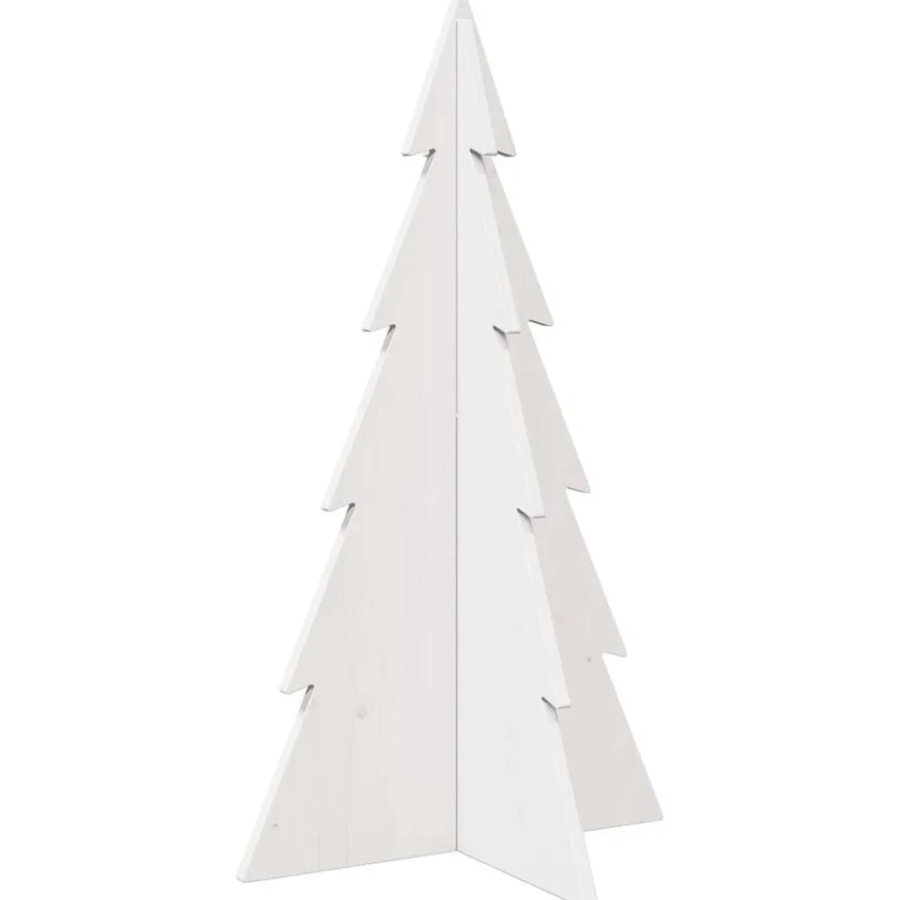 vidaXL Árbol Navidad de adorno madera maciza pino 80 cm Blanco