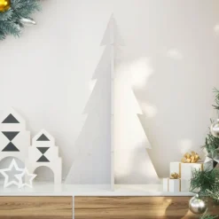 vidaXL Árbol Navidad de adorno madera maciza pino 80 cm Blanco