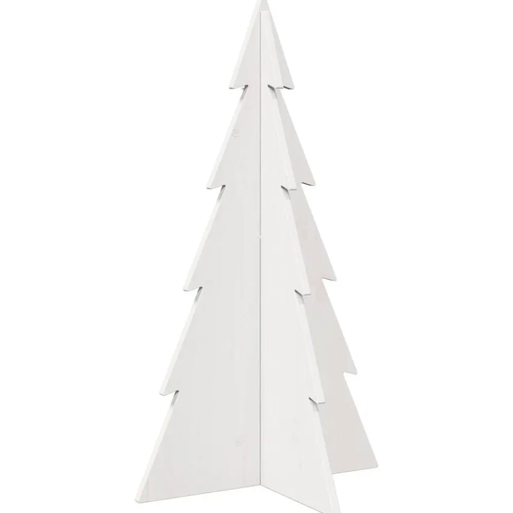 vidaXL Árbol Navidad de adorno madera maciza pino 80 cm Blanco