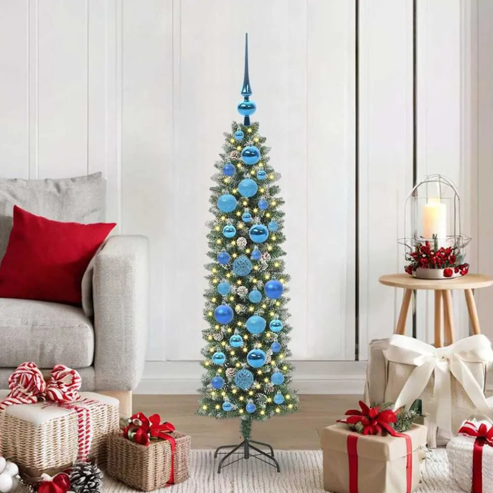 vidaXL Decoración-Árbol Navideño Artificial Delgado con 150 LED Verde y 120 cm