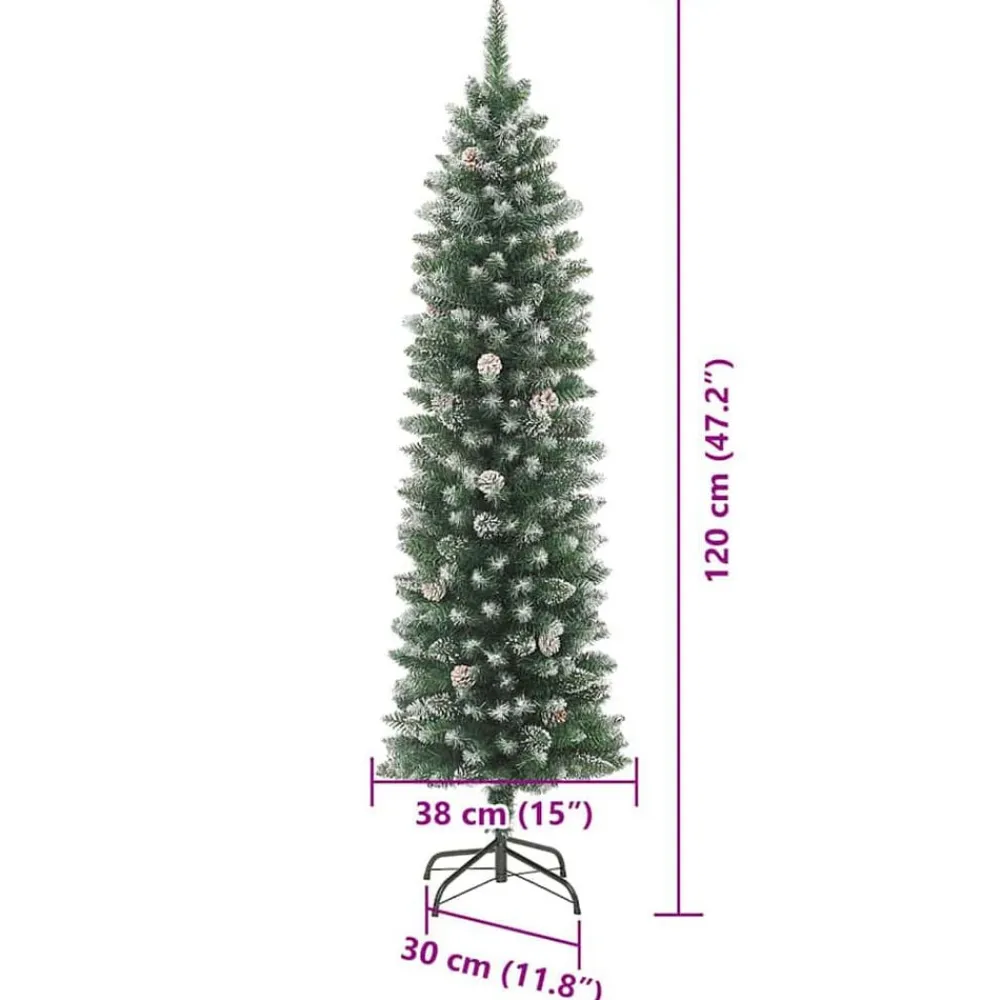 vidaXL Decoración-Árbol Navideño Artificial Delgado con 150 LED Verde y 120 cm