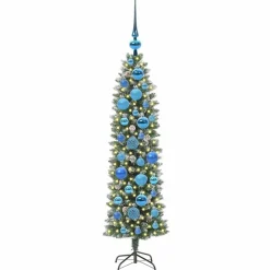 vidaXL Decoración-Árbol Navideño Artificial Delgado con 150 LED Verde y 120 cm