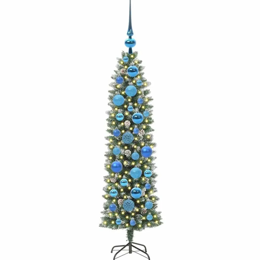 vidaXL Decoración-Árbol Navideño Artificial Delgado con 150 LED Verde y 120 cm