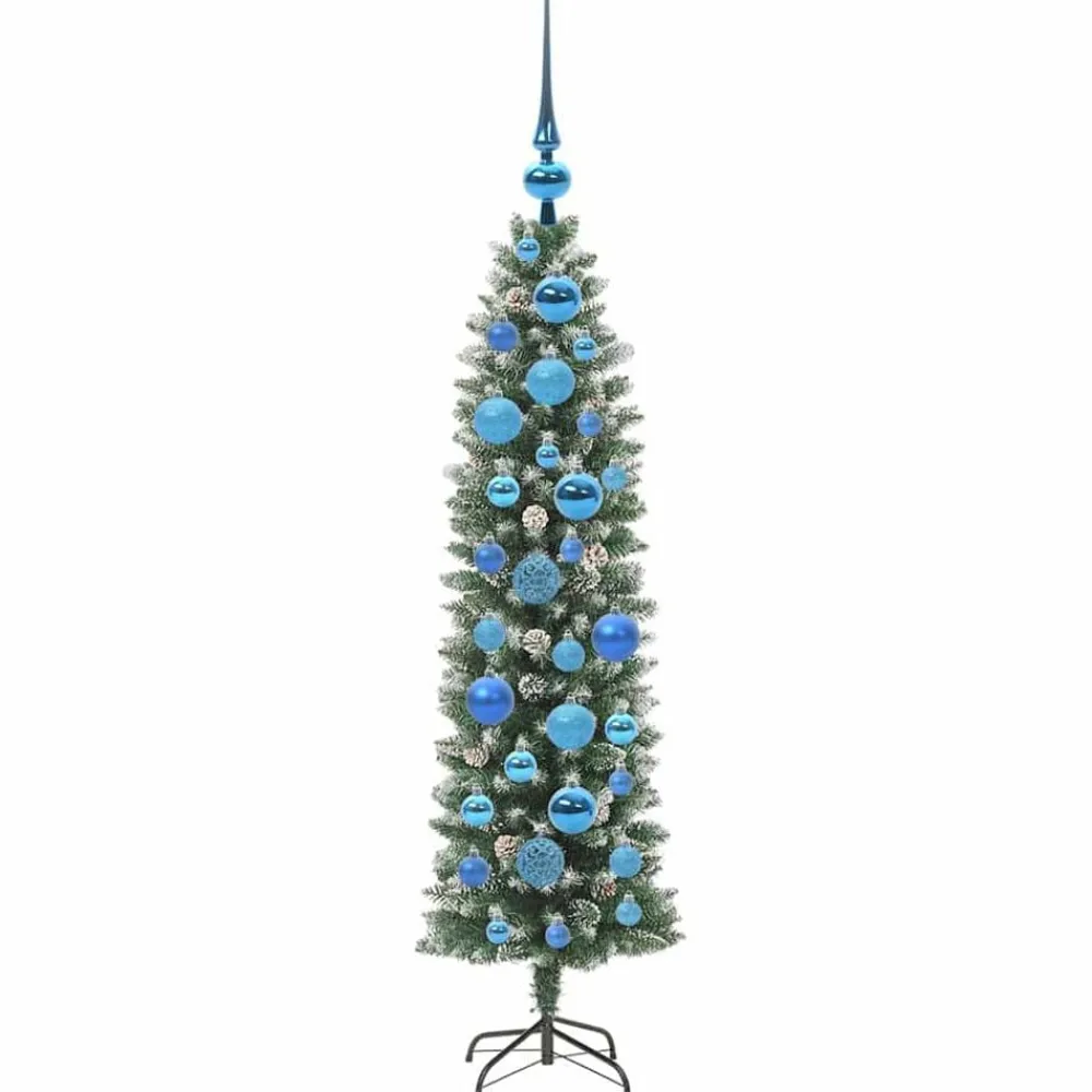 vidaXL Decoración-Árbol Navideño Artificial Delgado con 150 LED Verde y 120 cm