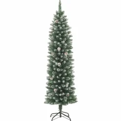 vidaXL Decoración-Árbol Navideño Artificial Delgado con 150 LED Verde y 120 cm