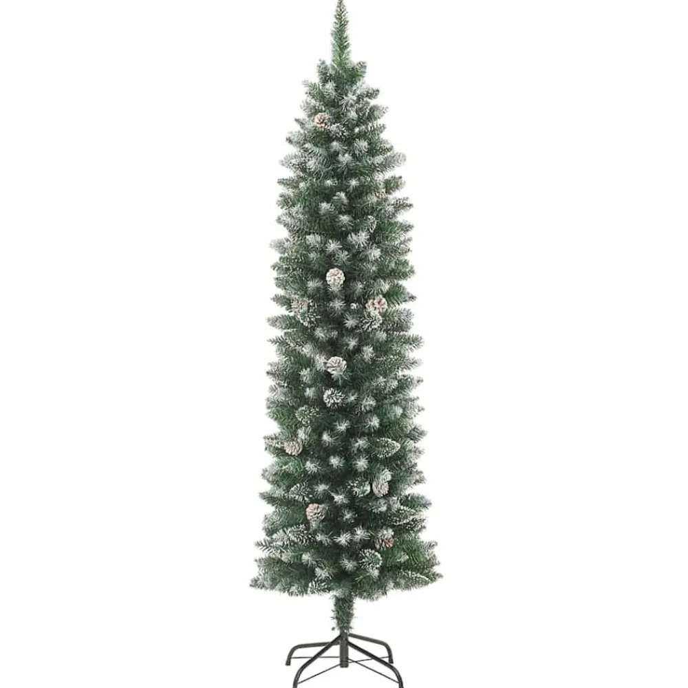 vidaXL Decoración-Árbol Navideño Artificial Delgado con 150 LED Verde y 120 cm