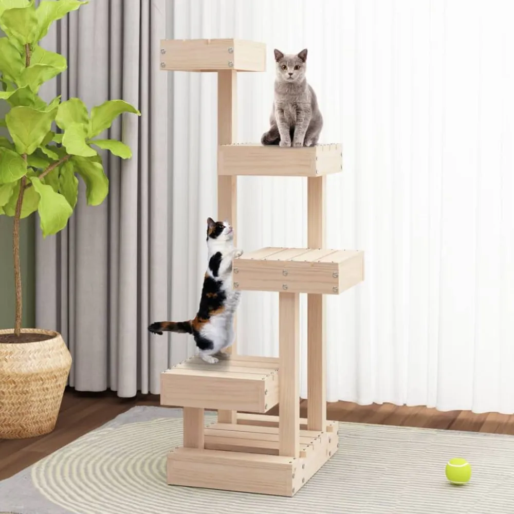 vidaXL Productos Para Mascotas-Árbol para gatos madera maciza de pino 45,5x49x103 cm