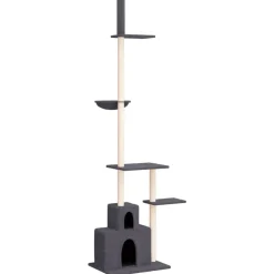vidaXL Productos Para Mascotas-Árbol rascador gatos suelo a techo 250,5-276,5 cm