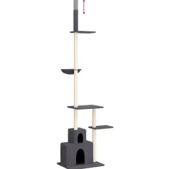 vidaXL Productos Para Mascotas-Árbol rascador gatos suelo a techo 250,5-276,5 cm