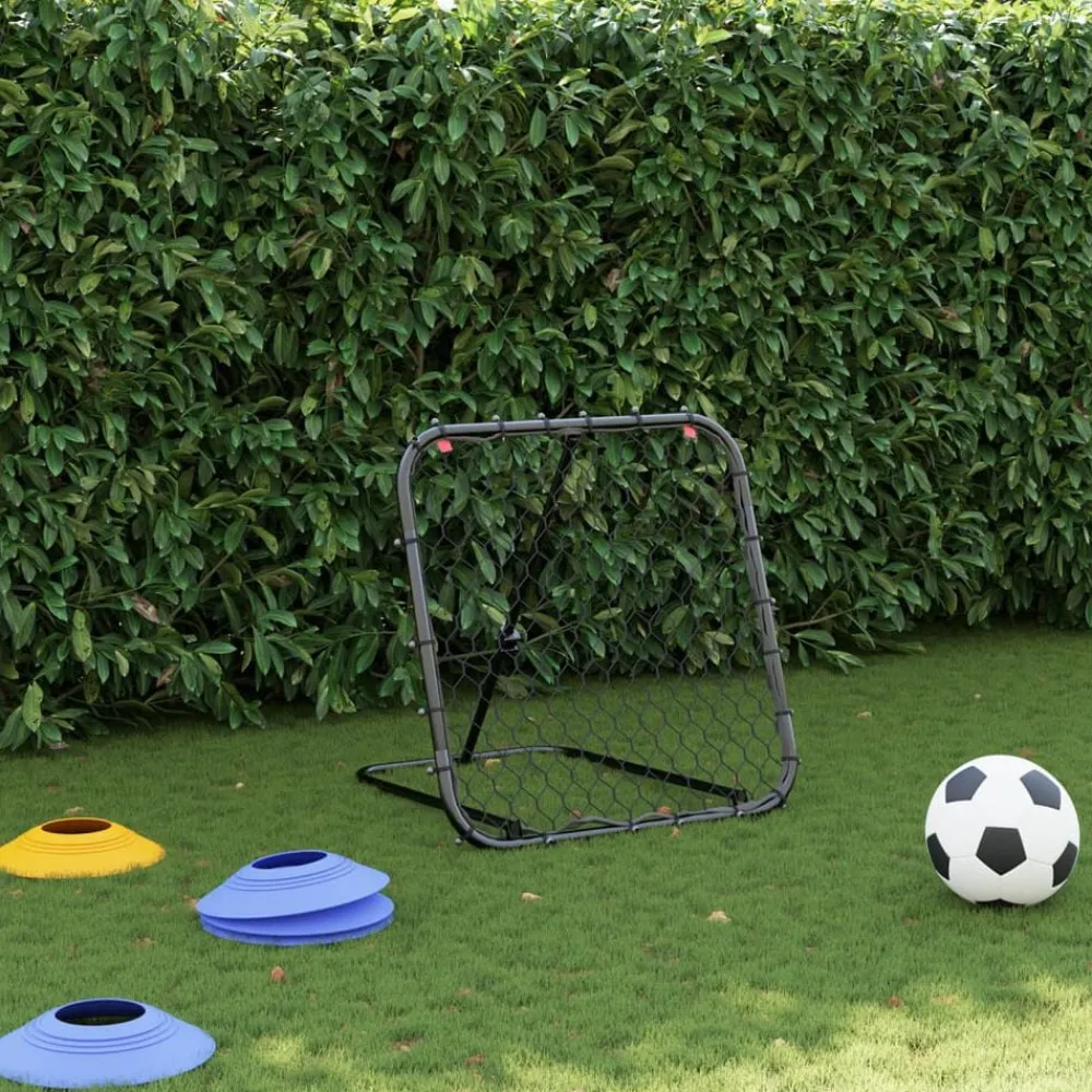 vidaXL Equipamiento Para Atletismo-Rebotador de fútbol ajustable acero negro 84x73x60-80 cm