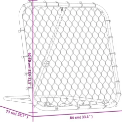 vidaXL Equipamiento Para Atletismo-Rebotador de fútbol ajustable acero negro 84x73x60-80 cm