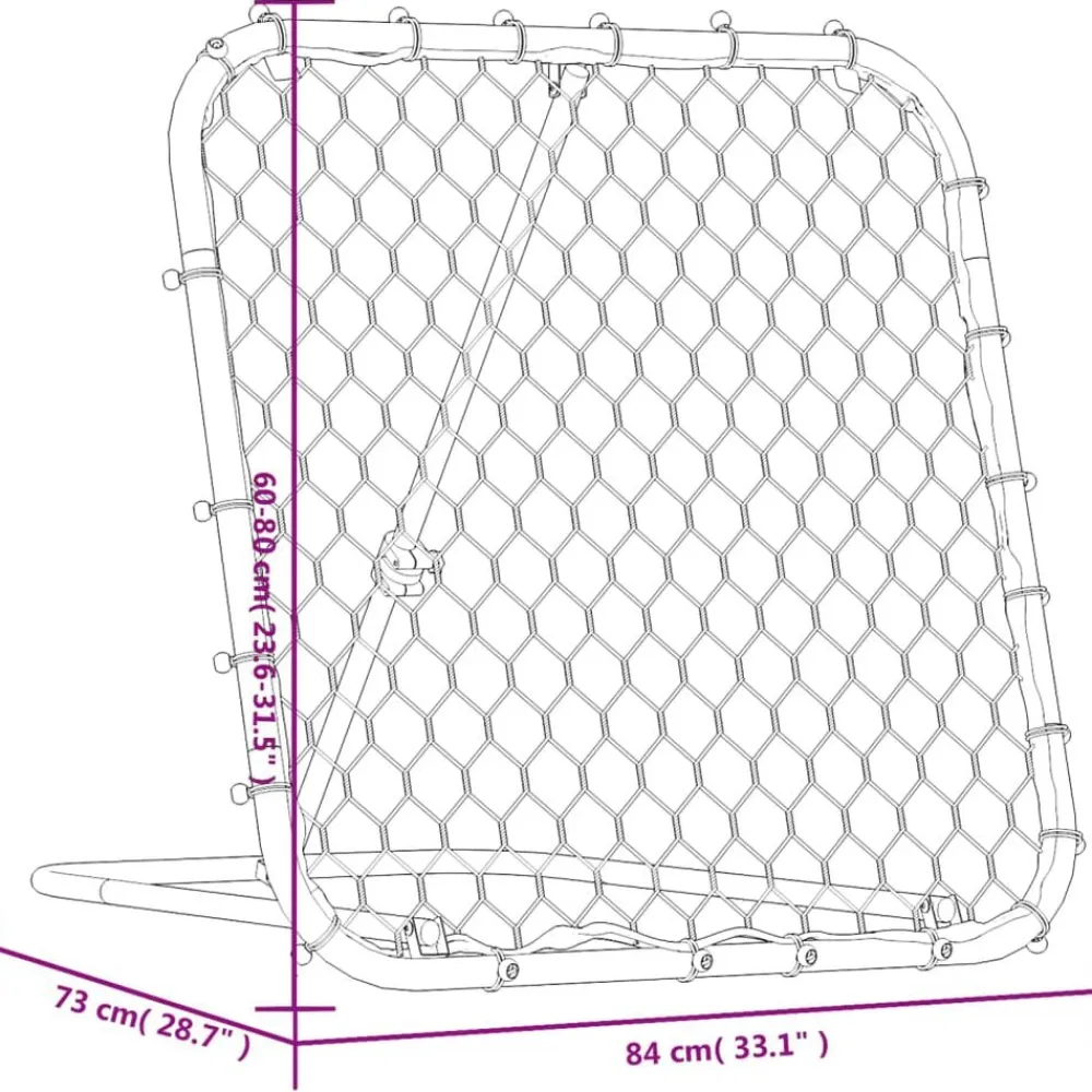 vidaXL Equipamiento Para Atletismo-Rebotador de fútbol ajustable acero negro 84x73x60-80 cm