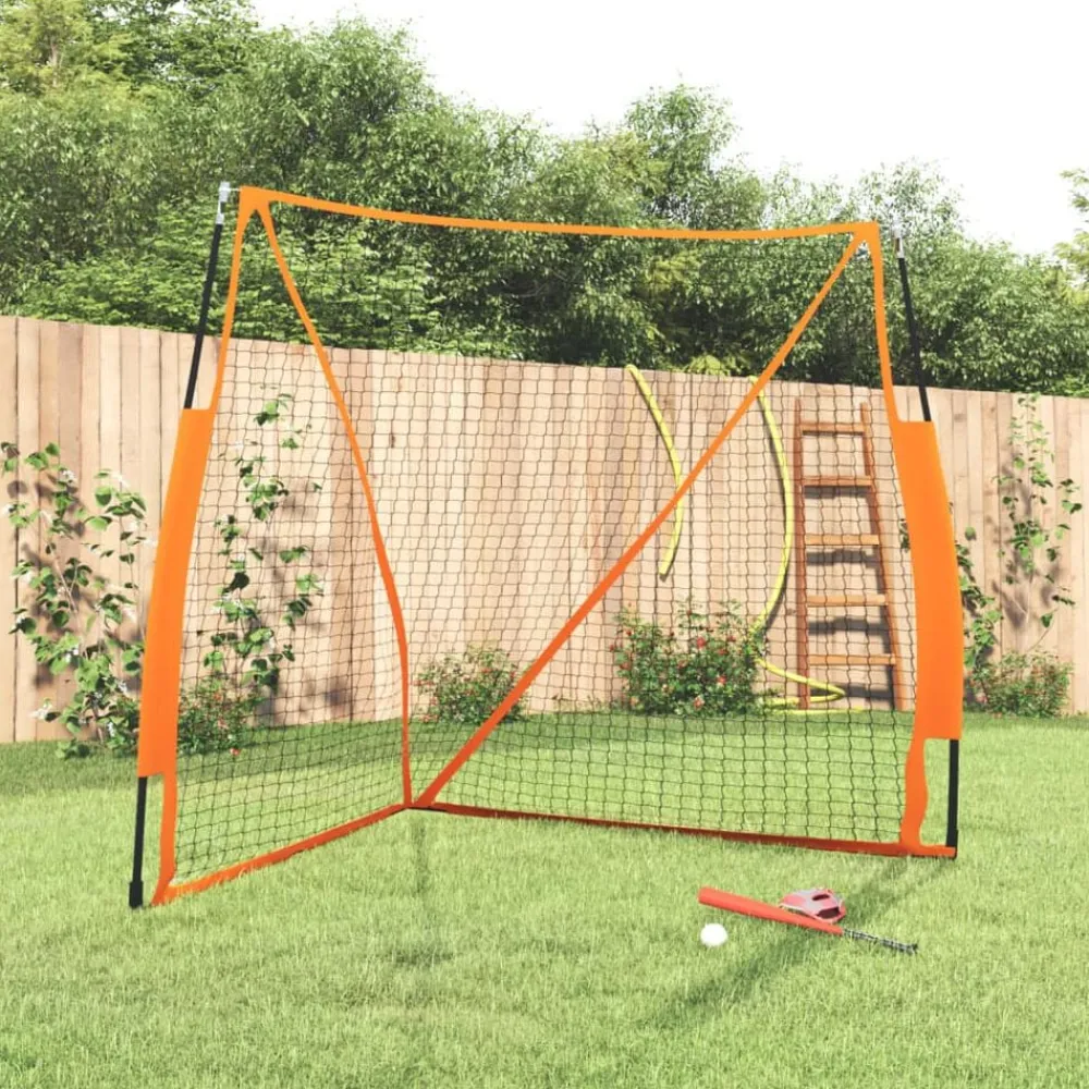 vidaXL Red de béisbol acero y poliéster negro y naranja 183x182x183 cm Sale