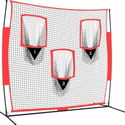 vidaXL Equipamiento Para Atletismo-Red de béisbol portátil poliéster negro y rojo 183x105x183 cm