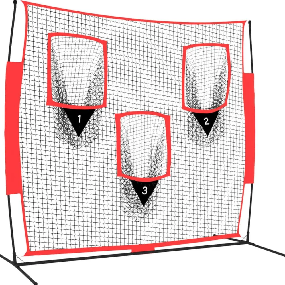 vidaXL Equipamiento Para Atletismo-Red de béisbol portátil poliéster negro y rojo 183x105x183 cm
