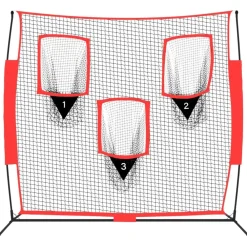vidaXL Equipamiento Para Atletismo-Red de béisbol portátil poliéster negro y rojo 183x105x183 cm