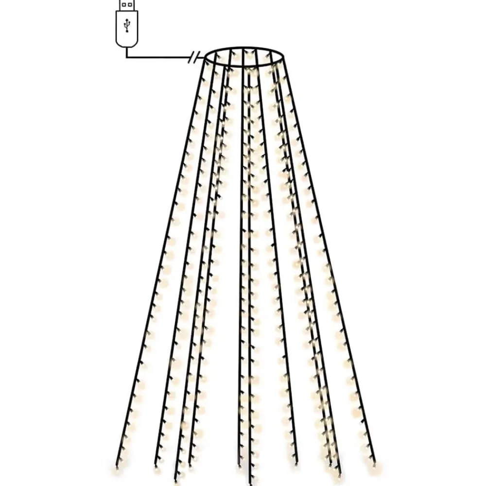 vidaXL Red de luces de árbol de Navidad con 150 LEDs 150 cm Blanco cálido Online