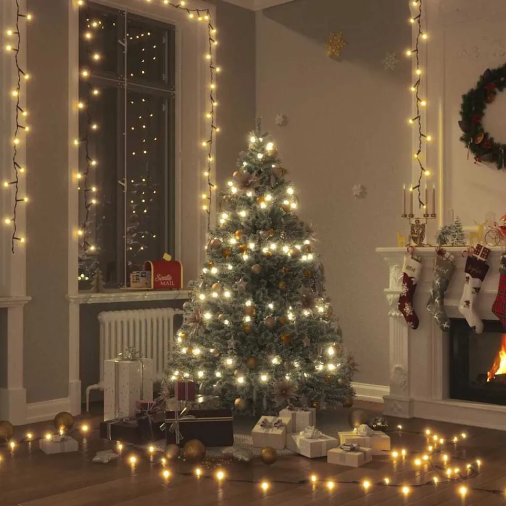 vidaXL Red de luces de árbol de Navidad con 150 LEDs 150 cm Blanco cálido Online