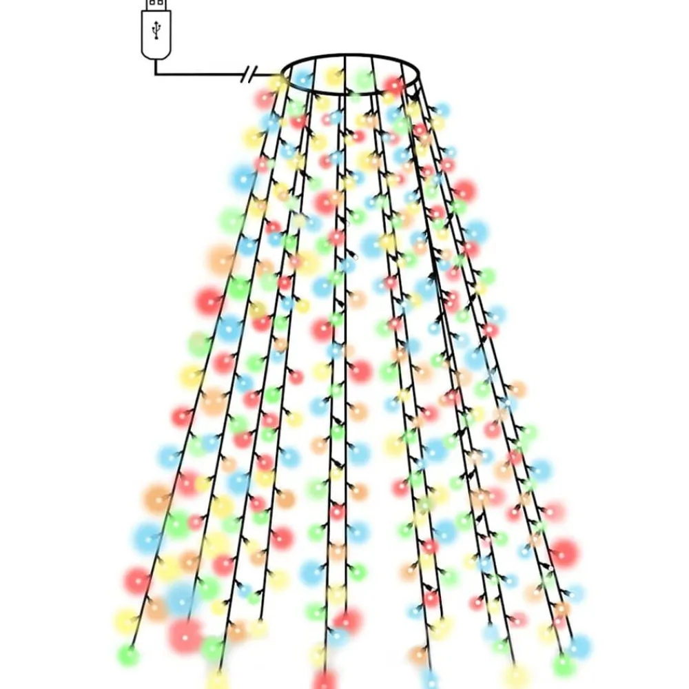 vidaXL Iluminación-Red de luces de árbol de Navidad 150 LEDs de colores 150 cm