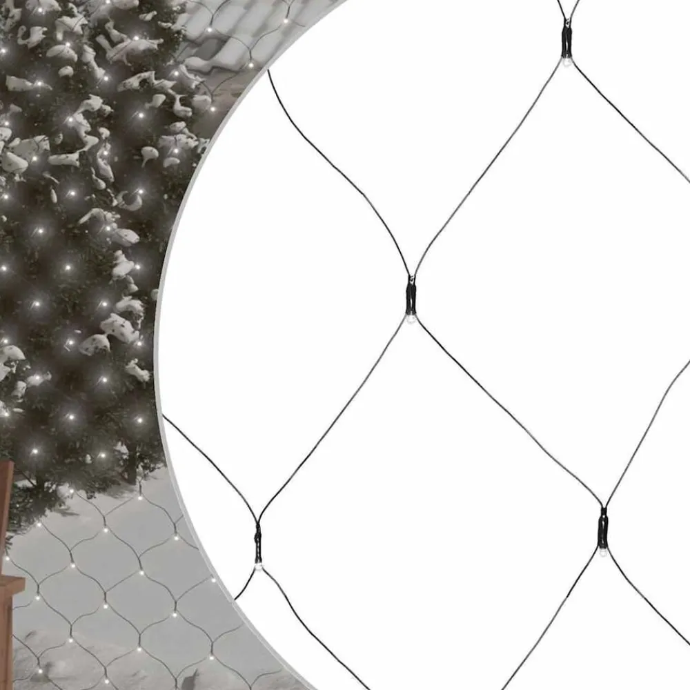 vidaXL Red de luces Navidad 204 LED blanco frío 3x2m interior/exterior Blanco frío Best