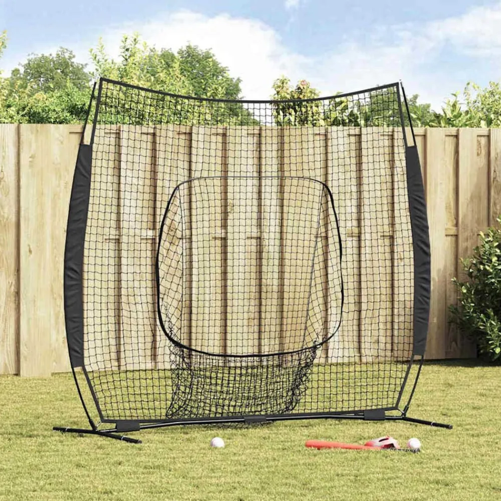 vidaXL Equipamiento Para Atletismo-Red de práctica de béisbol Negro 250 x 106 x 209 cm Poliéster