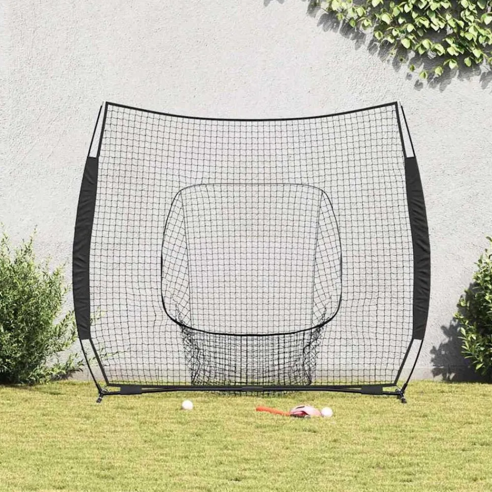 vidaXL Equipamiento Para Atletismo-Red de práctica de béisbol Negro 250 x 106 x 209 cm Poliéster