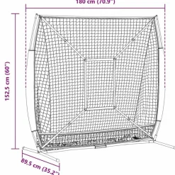 vidaXL Red de práctica de béisbol Manual 180 x 89,5 x 152,5 cm