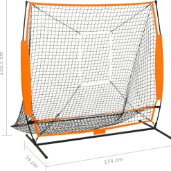 vidaXL Equipamiento Para Atletismo-Red de práctica multideporte beisbol negra 174x76x158,5 cm