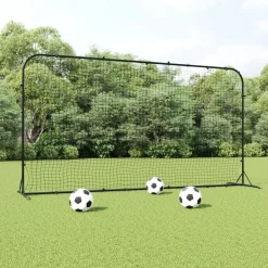 vidaXL Equipamiento Para Atletismo-Red de rebote de fútbol HDPE negrp 366x90x183 cm