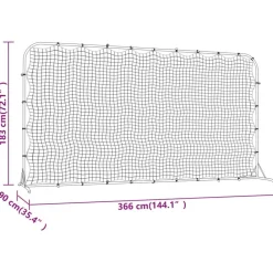 vidaXL Equipamiento Para Atletismo-Red de rebote de fútbol HDPE negrp 366x90x183 cm