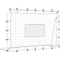 vidaXL Equipamiento Para Atletismo-Red de rebote de fútbol acero y PE blanco y negro 184x61x123 cm
