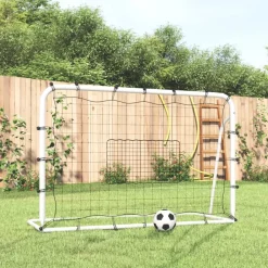 vidaXL Equipamiento Para Atletismo-Red de rebote de fútbol acero y PE blanco y negro 184x61x123 cm