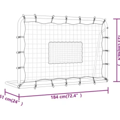 vidaXL Equipamiento Para Atletismo-Red de rebote de fútbol acero y PE blanco y negro 184x61x123 cm
