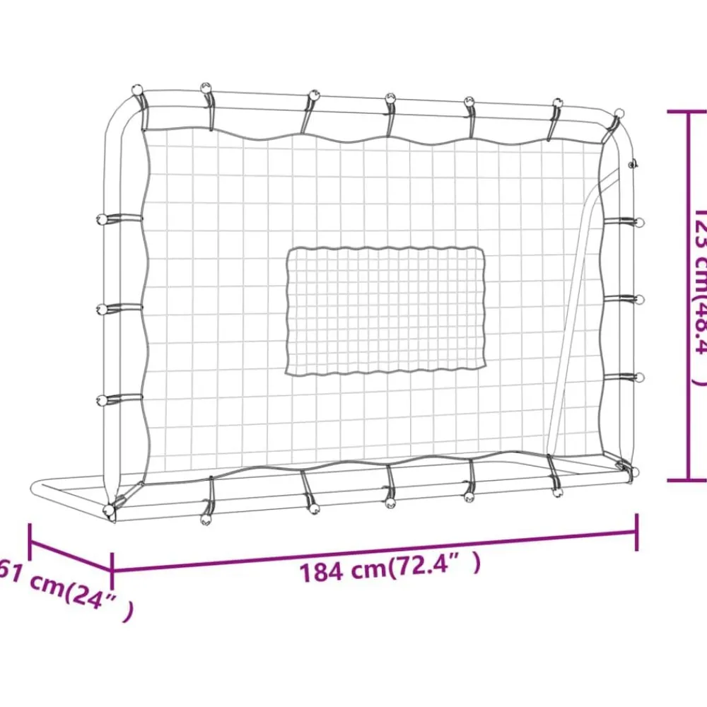 vidaXL Equipamiento Para Atletismo-Red de rebote de fútbol acero y PE blanco y negro 184x61x123 cm