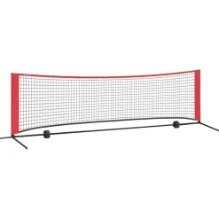 vidaXL Equipamiento Para Atletismo-Red de tenis Manual Negro y rojo 301 x 90,5 x 87 cm Poliéster