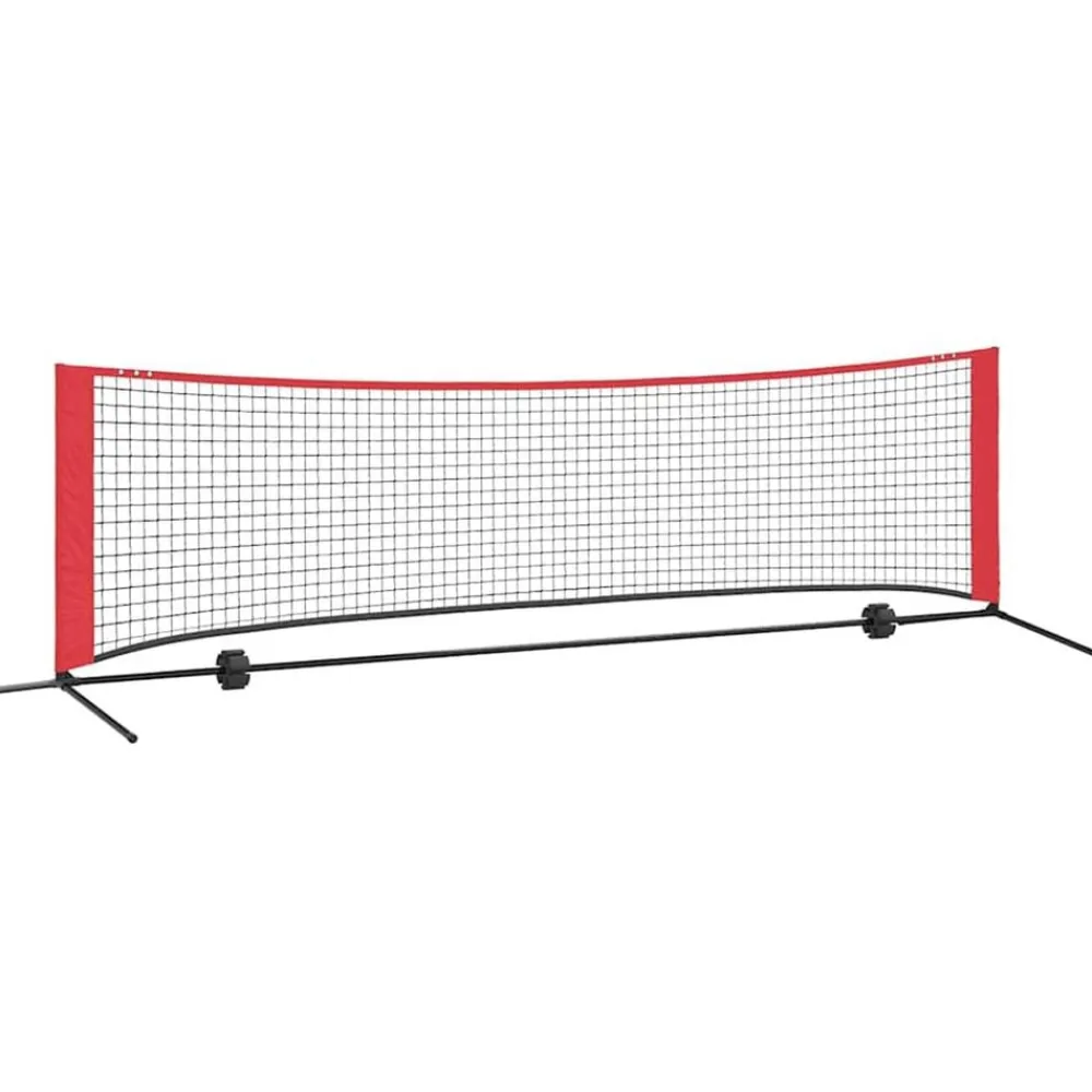 vidaXL Equipamiento Para Atletismo-Red de tenis Manual Negro y rojo 301 x 90,5 x 87 cm Poliéster