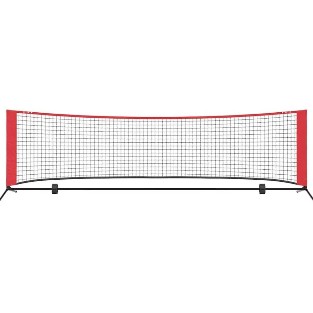 vidaXL Equipamiento Para Atletismo-Red de tenis Manual Negro y rojo 301 x 90,5 x 87 cm Poliéster