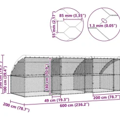 vidaXL Refugio para perros 3 pcs Plateado 6 x 2 x 2 m