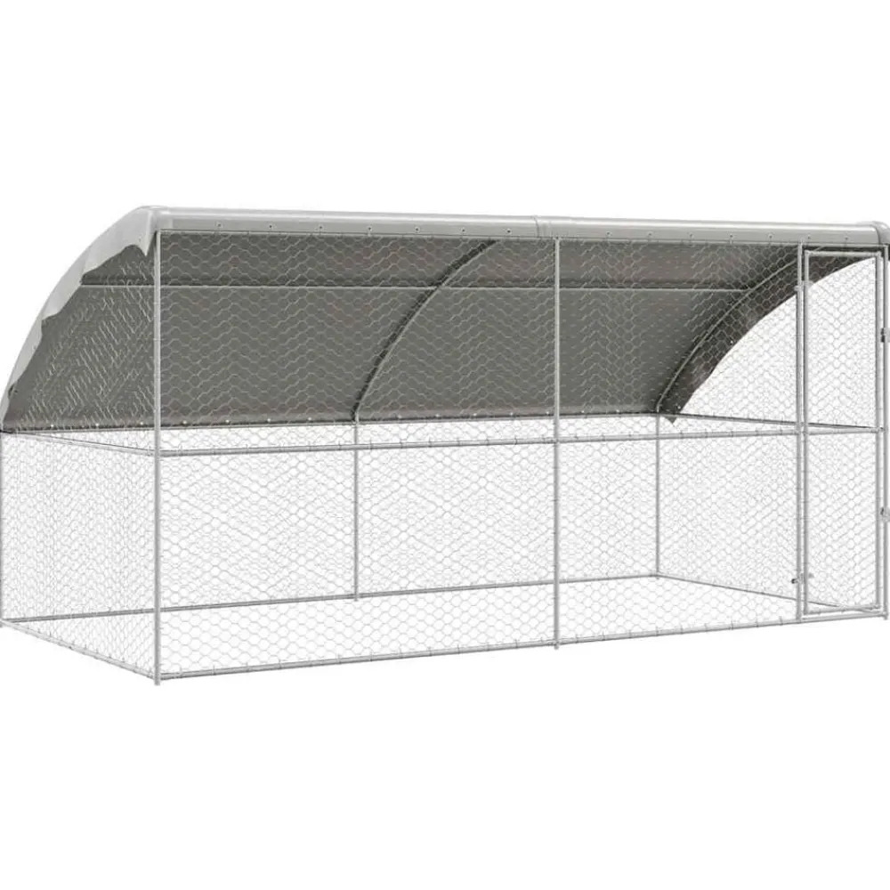 vidaXL Refugio para perros 2 pcs Plateado 4 x 2 x 2 m