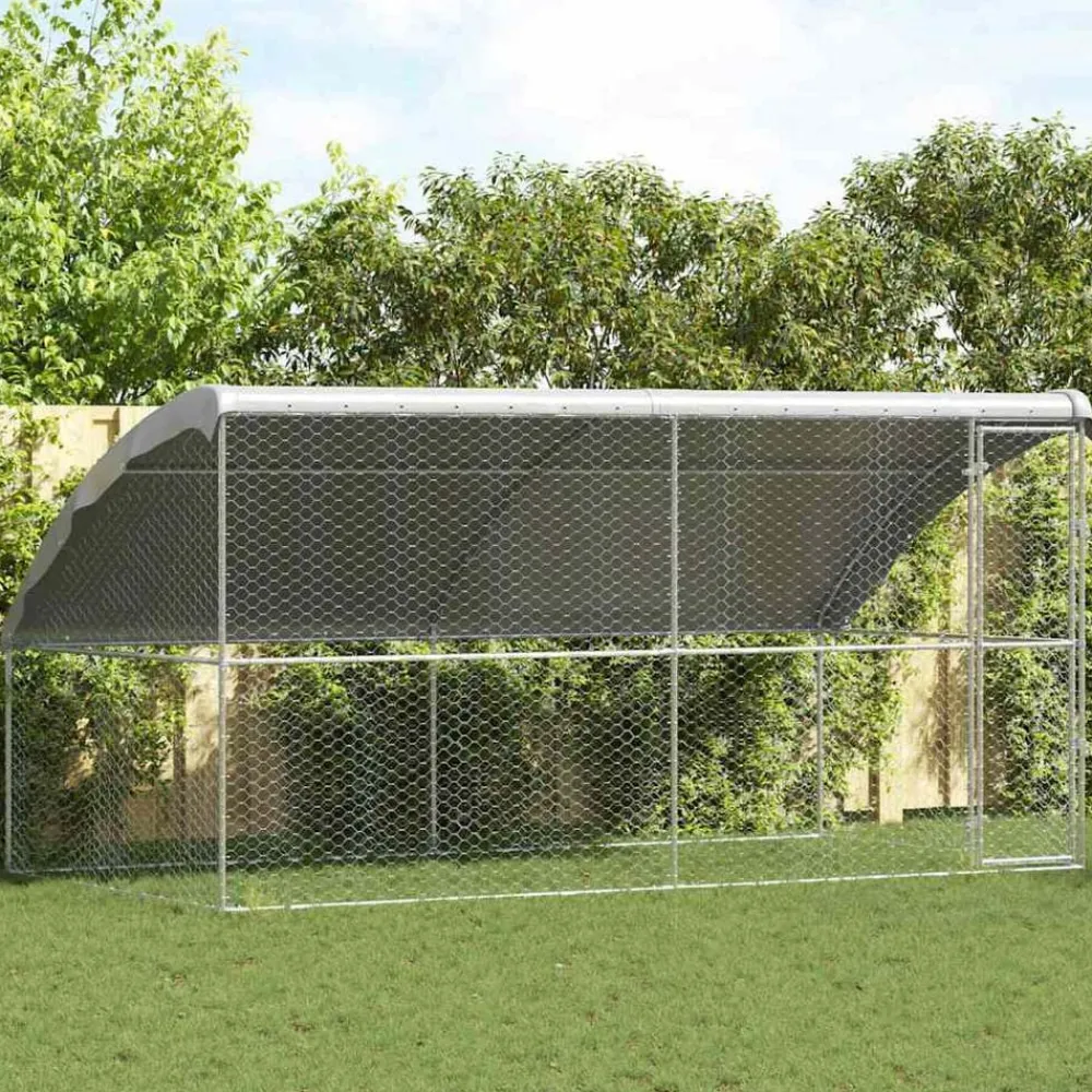vidaXL Refugio para perros 2 pcs Plateado 4 x 2 x 2 m