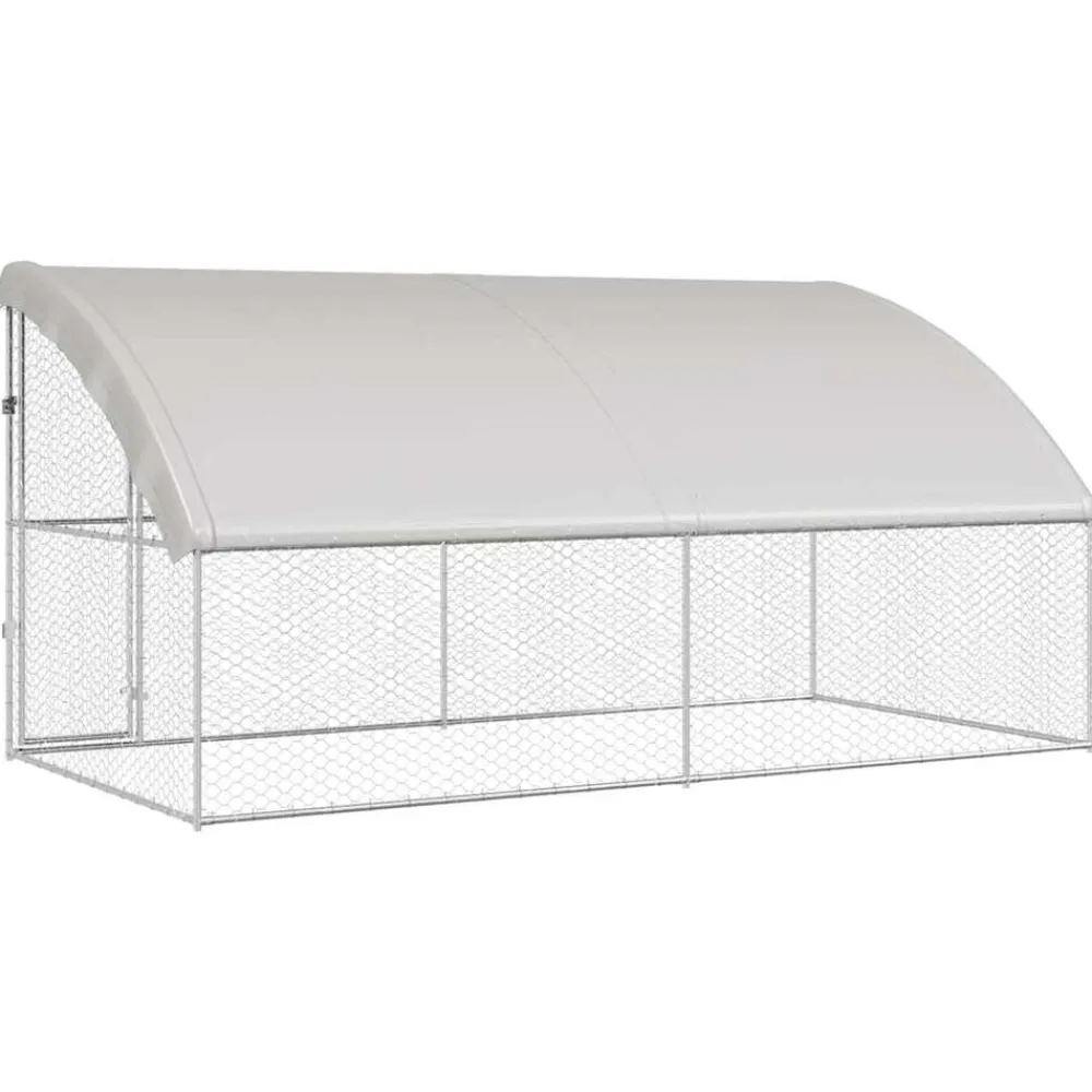 vidaXL Refugio para perros 2 pcs Plateado 4 x 2 x 2 m