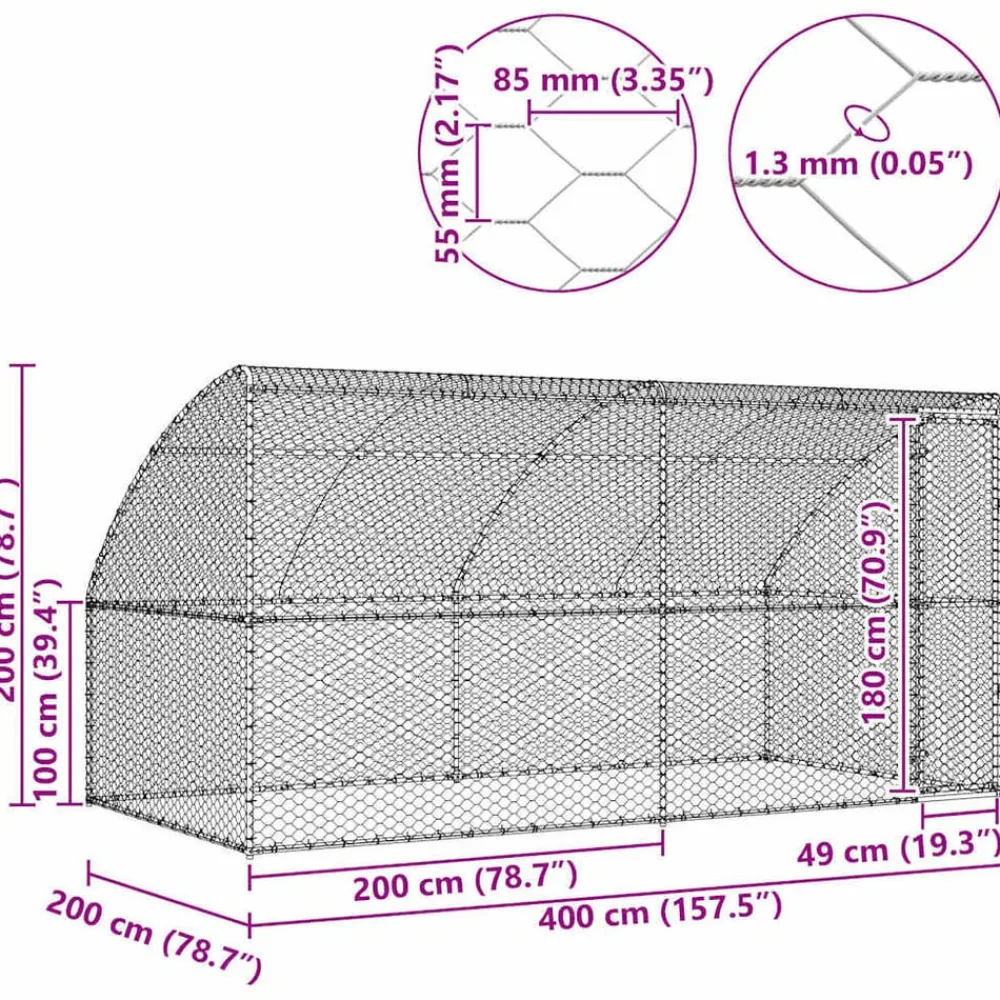 vidaXL Productos Para Mascotas-Refugio para perros 2 pcs Plateado 4 x 2 x 2 m